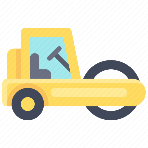 Transport, vehicle, road roller truck, construction, heavy icon - Download on Iconfinder
