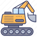 digger, construction, crane, industrial