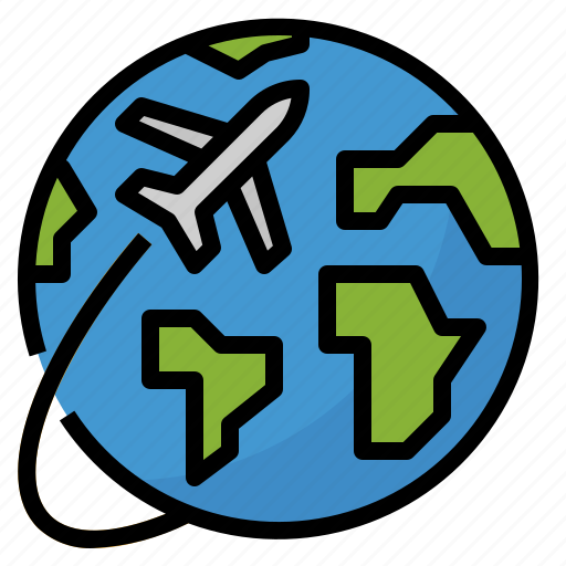 Airplane, around, flight0a, the, travel, world icon - Download on Iconfinder