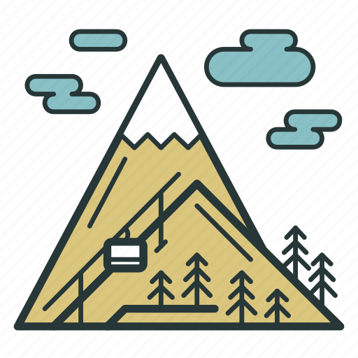 Mountains, resort, ski, snow, tree, weather, cloud icon - Download on Iconfinder