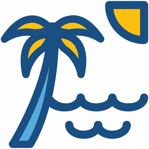 Beach, palm tree, sea, seaview, sunset icon - Download on Iconfinder