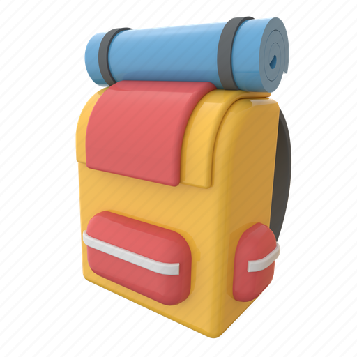 Backpack, adventure, baggage, bag, travel, tourism, tourist 3D illustration - Download on Iconfinder