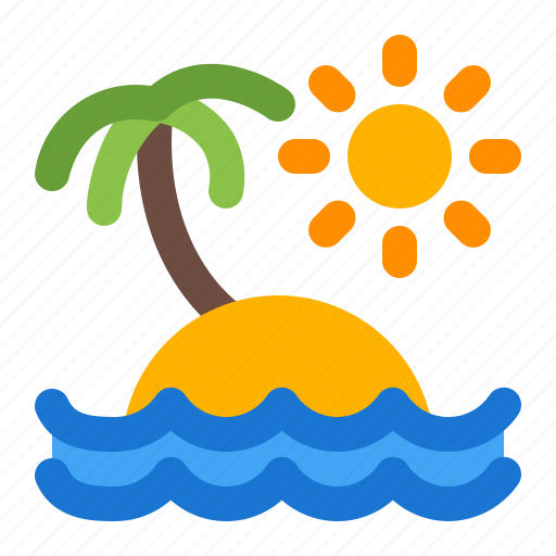 Island, tree, forest, sea, beach, summer, sun icon - Download on Iconfinder