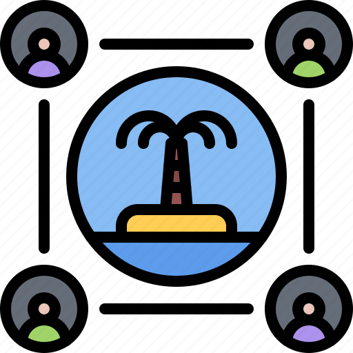Island, palm, tree, group, team, people, tour icon - Download on Iconfinder