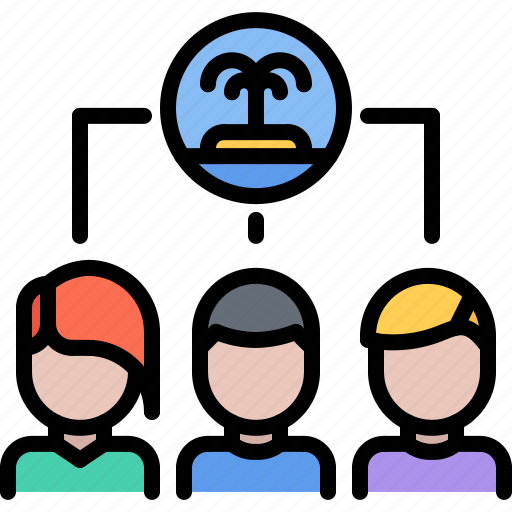 Island, palm, tree, group, people, team, tour icon - Download on Iconfinder