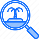 island, palm, tree, search, magnifier, tour, travel, agency