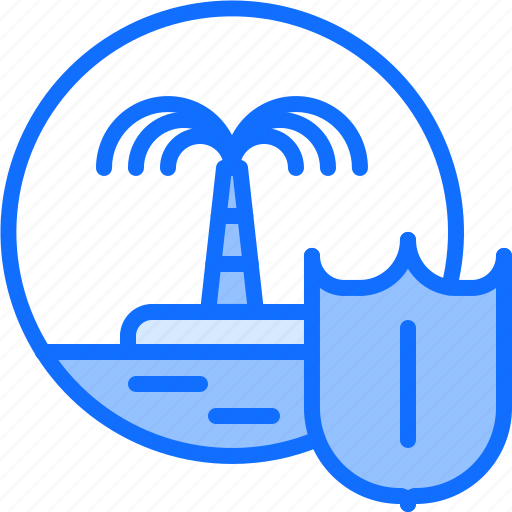 Island, palm, tree, protection, book, shield, tour icon - Download on Iconfinder