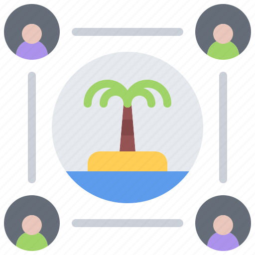 Island, palm, tree, group, team, people, tour icon - Download on Iconfinder