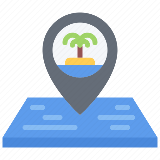 Island, palm, tree, water, location, map, pin icon - Download on Iconfinder