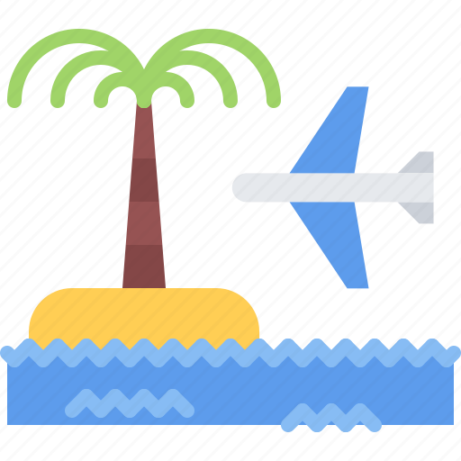 Island, palm, tree, plane, water, tour, travel icon - Download on Iconfinder