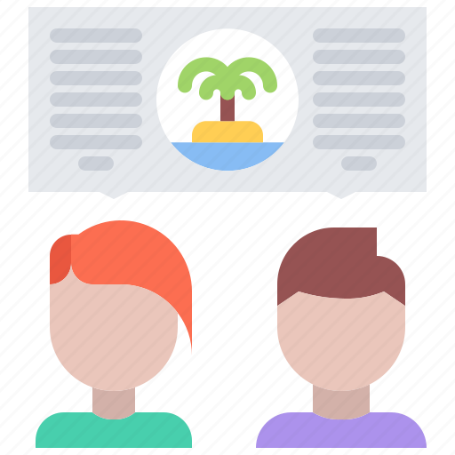 Island, palm, tree, people, dialogue, conversation, tour icon - Download on Iconfinder