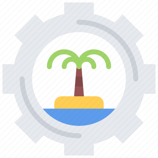 Island, palm, tree, optimization, options, gear, tour icon - Download on Iconfinder