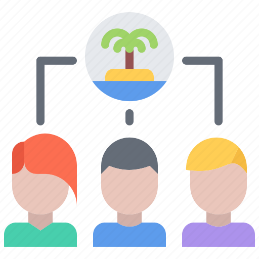 Island, palm, tree, group, people, team, tour icon - Download on Iconfinder