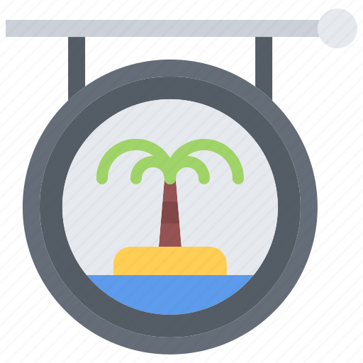 Island, palm, tree, signboard, tour, travel, agency icon - Download on Iconfinder