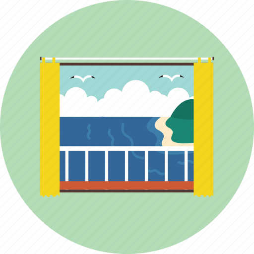 Balcony, curtain, hotel, sea, vacation, window icon - Download on Iconfinder
