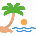 beach, sun, palm tree, sea, summer, ocean, sunset, vacation, holiday