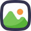 picture, photo, images, image, view, button, rectangular, mountain