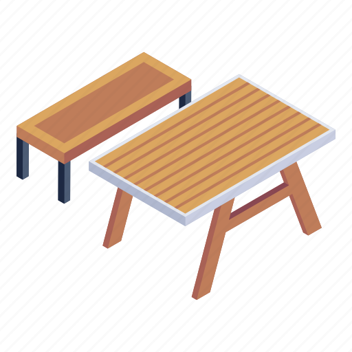 Outdoor sitting, campsite table, picnic table, camping table, wooden table icon - Download on Iconfinder