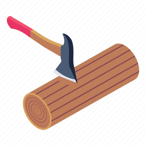 Wood axe, woodcutter, timber cutter, log cutter, chopping wood icon - Download on Iconfinder
