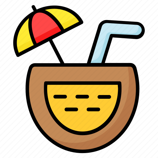 Coconut, drink, water, juice, straw, beverage, coco icon - Download on Iconfinder