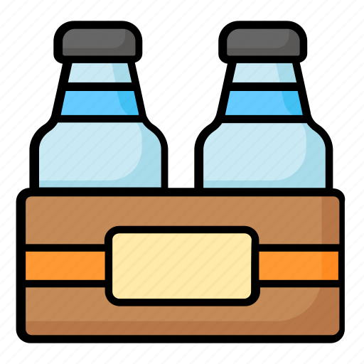 Milk, bottles, crate, beverages, drinks, dairy, products icon - Download on Iconfinder