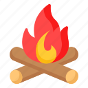 bonfire, campfire, fire, flame, wood, log, outdoor