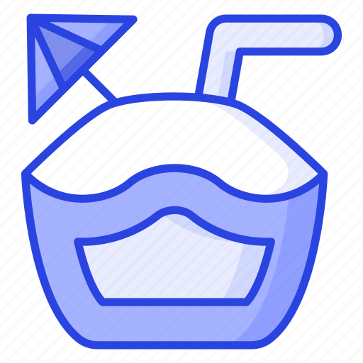 Coconut, drink, water, juice, umbrella, straw, beverage icon - Download on Iconfinder