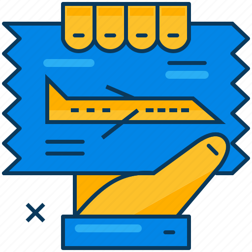Airplane, blue, flight, hand, orange, ticket, travel icon - Download on Iconfinder