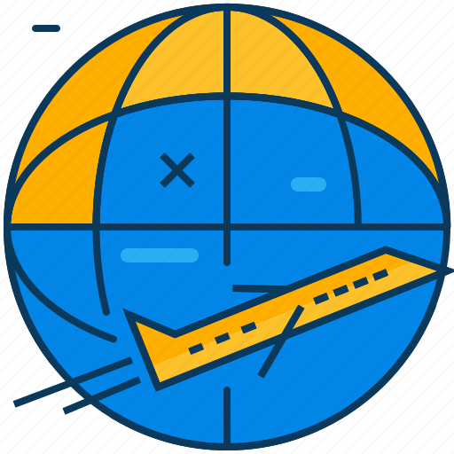 Airplane, blue, flight, orange, travel, world icon - Download on Iconfinder