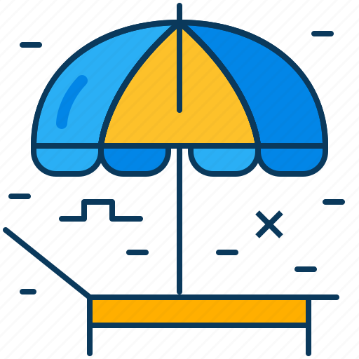 Beach, blue, deckchair, orange, tent, travel, umbrella icon - Download on Iconfinder