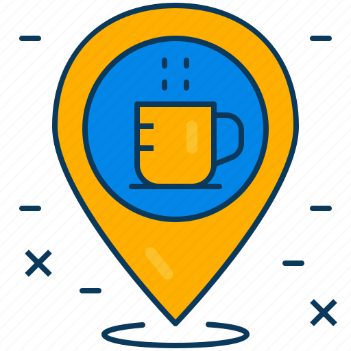 Cafe, coffee, drink, location, map, pin, place icon