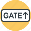 direction, gate, information, sign with direction, up arrow 