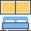 bed, hotel, room, window 