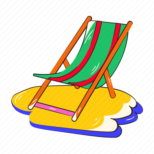 Beach chair, deck chair, chaise longue, beach recliner, beach chaise icon - Download on Iconfinder