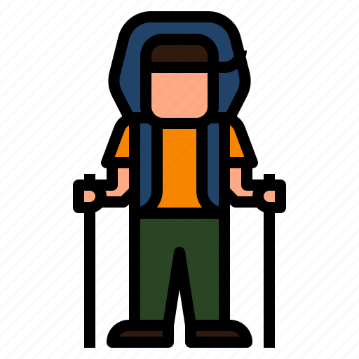 Backpacker, hikes, hiking, mountaineer, trekking icon - Download on Iconfinder