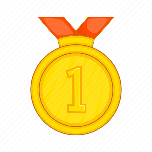 Achievement, cartoon, first, gold, medal, place, success icon - Download on Iconfinder