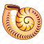 cartoon, logo, nautilus, object, round, sea, shell 