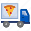 pizza, truck, delivery, shipping 