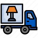 lamp, furniture, household, truck, delivery, shipping