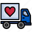 love, heart, truck, delivery, shipping 