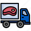 meat, truck, delivery, shipping 