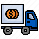 money, coin, truck, delivery, shipping