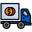 money, coin, truck, delivery, shipping 