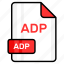 adp, file, format, page, document, sheet, paper 