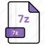 7z, file, format, page, document, sheet, paper 