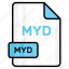 myd, file, format, page, document, sheet, paper 