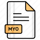 myo, file, format, page, document, sheet, paper