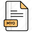 myo, file, format, page, document, sheet, paper 