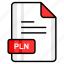 pln, file, format, page, document, sheet, paper 
