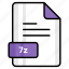 7z, file, format, page, document, sheet, paper 